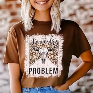 Brown Graphic Somebody’s Problem Tshirt Small-3X